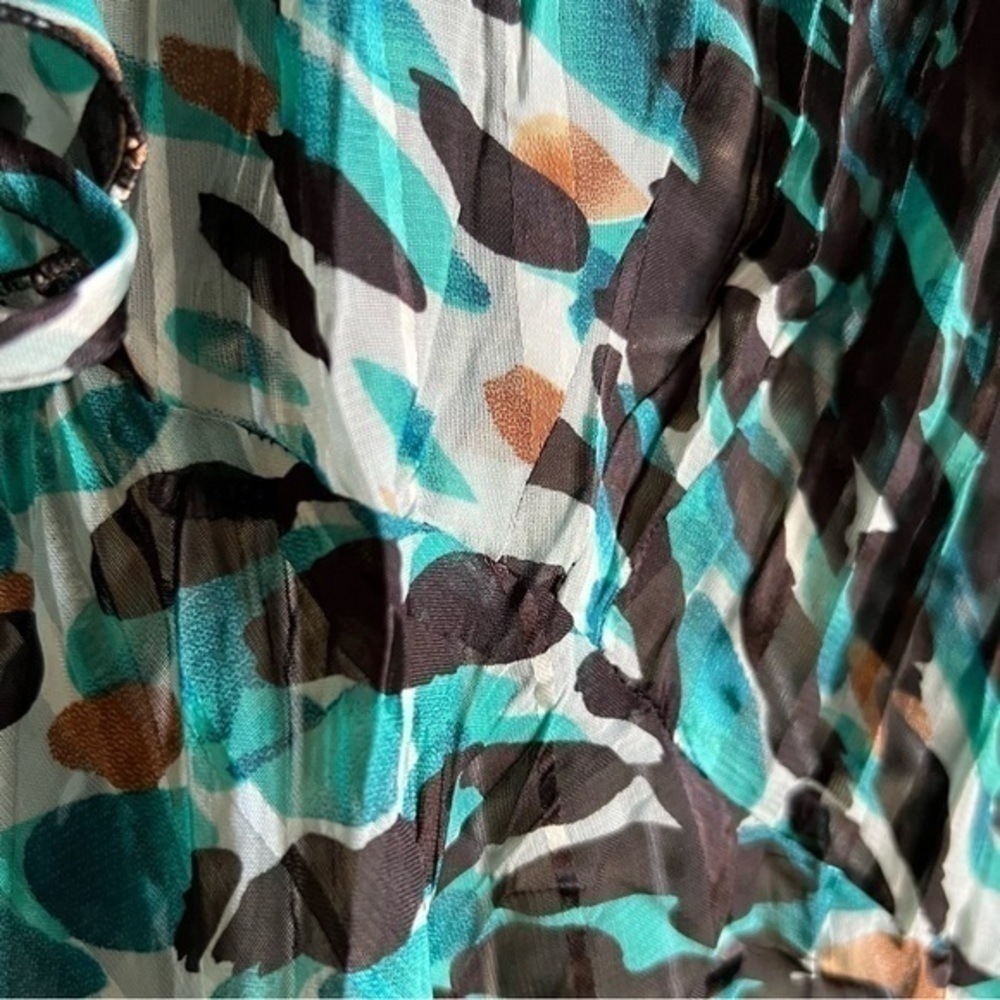 Elementz turquoise, black, white & tan over-blouse, sheer. Size XL. Like new. - Picture 2 of 6